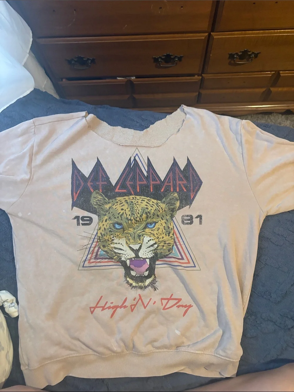 T.J.Maxx Pale Pink Def Leppard Leopard Graphic Sweatshirt